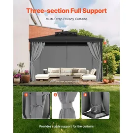 Vevor Seitenwand für Pavillon 2,83 x 3,40 x 2,04 m Grau