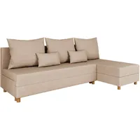 Panda Möbel Ecksofa, Beige, Holz, 214x122 cm, Wohnzimmer, Sofas & Couches, Wohnlandschaften, Ecksofas