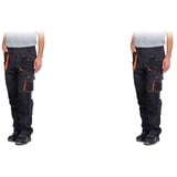 REIS FORECO-T SBP54 Arbeitshosen Männer, Arbeitshose, Schnittschutzhose, Arbeithose Herren, Stahl Blau-Schwarz-Orange, 48 Größe (Packung mit 2)