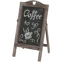 Mendler Werbetafel HWC-E51, Aufsteller Kreidetafel, 66x37x27cm Shabby-Look Vintage ~ braun