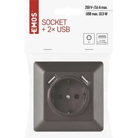 EMOS Schuko-Steckdose Unterputz anthrazit