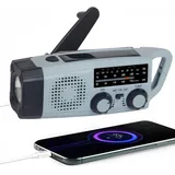 Toomoke Notfall Radio mit 2000mAh Akku & Kurbel – Solar Ladegerät integriert Radio (3-Wege-Laden (Solar, Kurbel, USB) – Power Bank, AM/FM Radio mit SOS-Alarm & Taschenlampe, Tragbares Notfallradio für Zuhause, Camping & Outdoor) grau