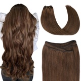 SURNEL Tressen Echthaar Extensions Tressen Extensions Echthaar Sew in Hair Extensions Schokoladenbraun Echthaar Extensions Sew in Tressen Glatt Haar 40cm 16 Zoll #4 80g (Tressen#4-16zoll)