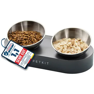 Petkit CYBERTAIL Erhöhte Schüssel aus Edelstahl, geneigt, Futternapf und Futterschüsseln, rutschfest, ohne Verschütten, für Katzen und kleine Hunde