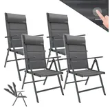 garmio Gartenstuhl Florenz 7-fach verstellbar 4er Set 4 x 58 x 70 x 106 cm anthrazit