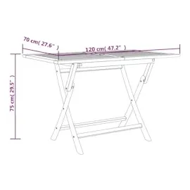 vidaXL Gartentisch Klappbar Grau 120x70x75 cm Massivholz Teak