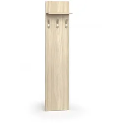 Garderobenwand PRIMO WOOD, 3 Kleiderhaken, Ablage, Eiche natur