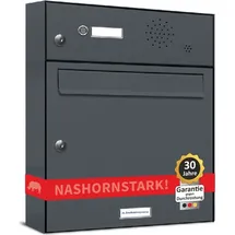 AL Briefkastensysteme 1er Premium Briefkasten Anthrazit inkl. Zeitungsfach