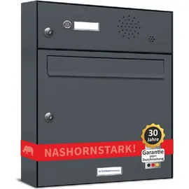 AL Briefkastensysteme 1er Premium Briefkasten Anthrazit inkl. Zeitungsfach