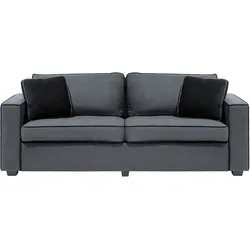 3-Sitzer Sofa Samtstoff grau / schwarz FALUN