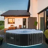 Arebos Whirlpool 154 X 154 Cm Mit Led Beleuchtung Aufblasbar Quadratisch In Und Outdoor 4 Personen 100 Massagedüsen Mit Heizung 600 L Abdeckung