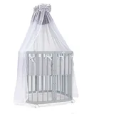 Waldin Babybett Grau, Grau, Holz 7in1 mit Matratze, Mitwachsendes Kinder-Bett, Belüftet, Boden 5-Fach Verstellbar, All-Inclusive-Set, Holz Stoffe