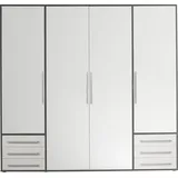 SchlafKONTOR Drehtürenschrank Lyss 206 x 194 x 58 cm Grau/Weiß