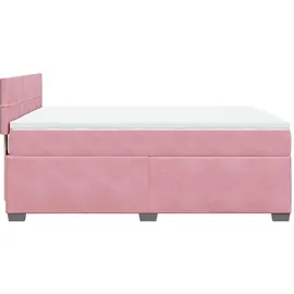 vidaXL Boxspringbett mit Matratze Rosa 160x200 cm Samt