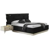 JVmoebel Schlafzimmer-Set Bett 2x Nachttische Schminktisch Spiegel Luxus Schlafzimmer Set, (5-tlg), Made in Europa schwarz