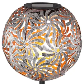 GLOBO LED Solar Kugelleuchte Geflecht Metall spritzwassergeschützt grau silberfarben