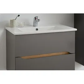 Saphir Waschtisch »Quickset Keramikwaschtisch mit Unterschrank, 75 cm breit« Waschplatz, Unterschrank mit Waschbecken, 2 Schubladen, grifflos grau