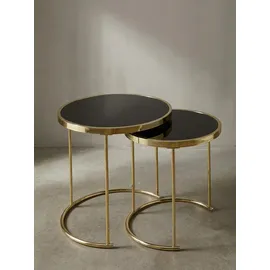 KADIMA DESIGN Satztisch Schwarz Gold Metall 50 x 42 cm