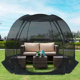 Alvantor Pop-Up-Hauszelt, Outdoor-Überdachungszelt mit UV-beständigem, einfach zu montierendem faltbarem Sichtschutzhaus für Camping, Garten, Schwarz, 3,6 x 3,6 m