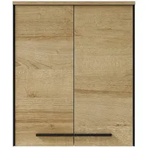 Saphir Hängeschrank SAPHIR "Quickset 395 Badschrank 60,4 cm breit mit 2 Türen und 2 Einlegeböden", braun (riviera eiche quer nb), B:60cm H:72cm T:33cm, Spanplatte, Schränke, Hängeschrank, Badezimmer-Hängeschrank inkl. Türdämpfer, Griffe in Schwarz