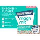 mach m!t Taschentücher 4-lagig – 225 Packungen – 10 Tücher pro Packung - ohne Bleichmittel - Taschentuch aus recyceltem Karton – extrem weich & umweltschonend - Made in Germany - 100% recycelbar