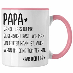 Trendation Tasse Trendation – Papa Tasse Geschenk von Tochter Kaffeetasse Sprüche Vatertag Geschenkidee Spruch Vater rosa