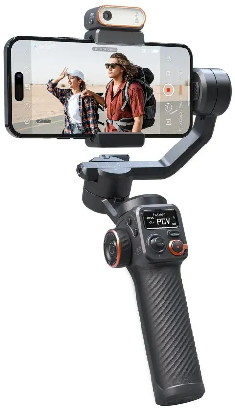 Hohem Pro 3-Achsen-Smartphone-Gimbal inkl. magnetischem Licht mit AI-Tracking-Funktion