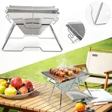 Jiubiaz Faltbarer Grill Mobiler Holzkohlegrill 304 Edelstahl Tragbar Kompakter Grill Für Das Kochen Im Freien