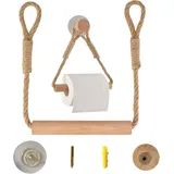 Selbstklebender Toilettenpapierhalter, Toilettenpapierrollenhalter Ohne Bohren, Rustikaler Handtuchring Aus Holzseil, Badezimmeraccessoires