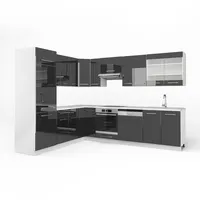 Vicco Eckküche, Schwarz Hochglanz, Weiß, Holzwerkstoff, L-Form,Formgebogen, 287x81.6x60 cm, Küchen, Eckküchen, Eckküchen ohne Geräte
