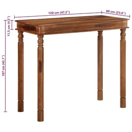 vidaXL Bartisch 120x60x107 cm Massivholz Akazie Braun