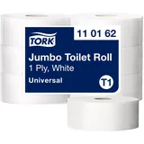 TORK Jumbo Toilettenpapier in Advanced Qualität für das Tork T1 Jumbo Toilettenpapiersystem / Toilettenpapier 1-lagig Weiß / 6 Rollen à 500 Meter