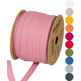 Halbach Seidenbänder Baumwollband 10 mm x 30 m, Bänder zum Basteln als Meterware, Stoffband für Dekorationen, Webband 100% Baumwolle DIY Handwerk, Schrägband Näharbeiten, Farbe: rose, 24500