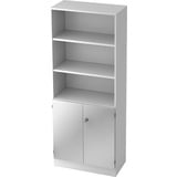 bümö office Regal-Aktenschrank abschließbar, Büroschrank groß aus FSC-Holz, 80cm breit in Weiß/Silber - abschließbarer Schrank, Büroschrank