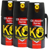 Columbia KO CS hochdosiertes Abwehrspray - Sicheres Gefühl unterwegs - Made in Germany - 80g Reizstoff CS wirkungsvolles effektives Verteidigungsspray - bis zu 1-1,5 m Reichweite (3X 40ml)
