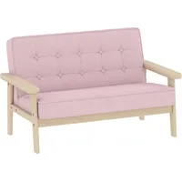 AIYAPLAY Kindersessel Kindersofa mit Samtoptik, massiven Holzfüßen Sessel aus Schaumstoff Kinderstuhl für Kinderzimmer, Spielzimmer, 77 x 42 x 48 cm, für Kinder 3-15 Jahre Rosa   Aosom