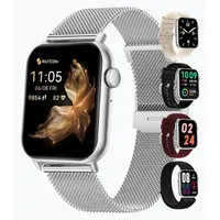 Siltcon® Seréa Smartwatch Damen Silber – Telefonfunktion – 100+ Sportmodi – Herzfrequenz – Schlafmonitor – 5 Bänder - Silber