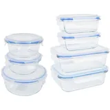 Testrut axentia Glas-Vorratsdosen Frischhaltedosen-Set, transparent, blau, 7-teilig