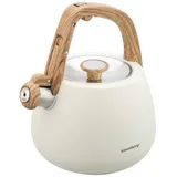 Stahl-Wasserkessel Flötenkessel Teekessel Kessel 2,5L Induktion (Creme)