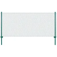vidaXL Maschendrahtzaun mit Pfosten Stahl 25 x 0,75 m Grün