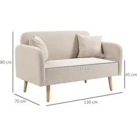 Homcom 2 Sitzer Sofa, Couch mit 2 Wurfkissen, gepolsterter Doppelsofa, mit Samtopik, Armlehne, Loveseat für Wohnzimmer, Schlafzimmer,