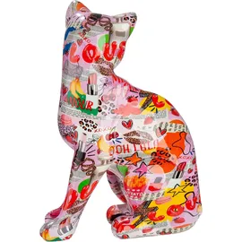 Gilde Figur OOH LALA Katze aus Kunstharz - Mehrfarbig - Höhe 29cm x Breite 21cm - Street Art Style