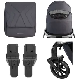 KIKKABOO Kinderwagen Darling 3 in 1 Sportsitz Tragetasche Autositz Wickeltasche grau gemustert