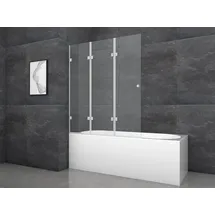 Marwell Badewannenfaltwand Silver Vibe , 3-flg , 140x120cm - Duschwand für Badewanne - Duschabtrennung - Transparent/Silber