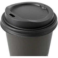 BIOZOYG 1000 Stück Einwegdeckel Ø 80mm, schwarz  CPLA Bio Plastikdeckel Kaffeedeckel kompostierbar, biologisch abbaubar, umweltfreundlich