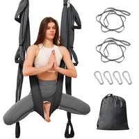 Leogreen Yoga Hängematte, Aerial Yoga Schaukel, Anti-Schwerkraft Yoga Pilates, mit 6 Griffen, Nylon-TAFT, bis 300 kg belastbar (Dunkelgrau)