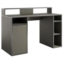 Feldmann-Wohnen Gamingtisch Carbon (mit Montitorfläche, große Arbeitsfläche, offene Fächer, 1 Tür, 1-St., moderne Optik, Kantengriff, ABS-Kanten), 125x55x89cm graphitgrau schwarz 125 cm x 89 cm x 55 cm