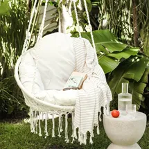 Vivere Macrame Deluxe Hängesessel Weiß