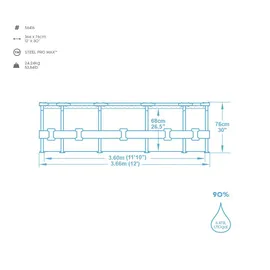 BESTWAY Steel Pro Max Frame Pool Set 366 x 76 cm lichtgrau inkl. Filterpumpe