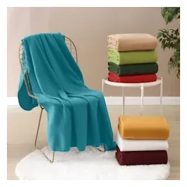 Wometo 2er Set Polar Fleecedecke oekoTex 130x160 ca. 400g mit Anti-Pilling und Kettelrand türkis Petrol